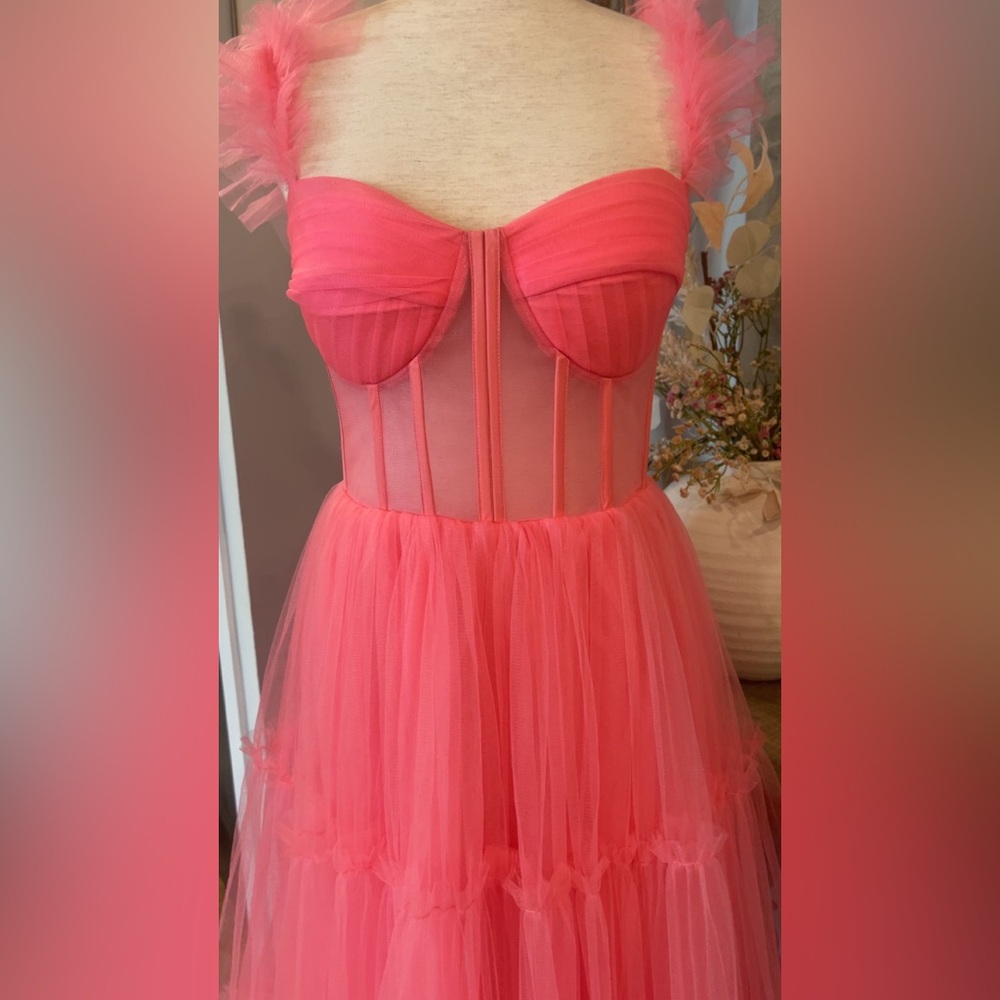 NWT Ava Gowns ‘Mia dress’ coral pink tulle corset dress size 10 - Picture 7 of 15